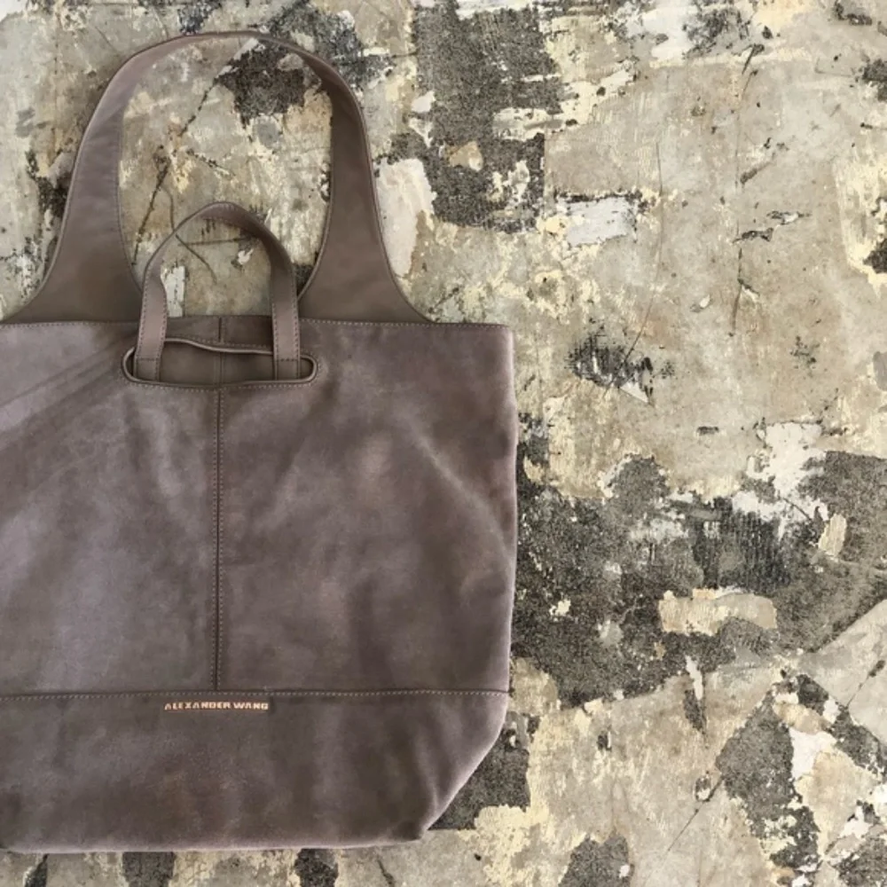 Alexander Wang Alpha Shopper Taupe Tan Brown Leather Suede HandBag Purse - Picture 5 of 8